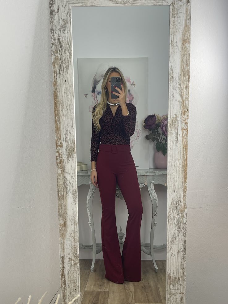 Body burdeos con print de terciopelo