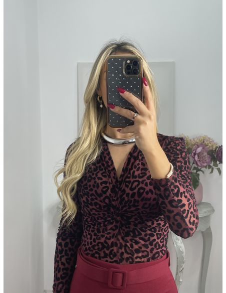 Body burdeos con print de terciopelo