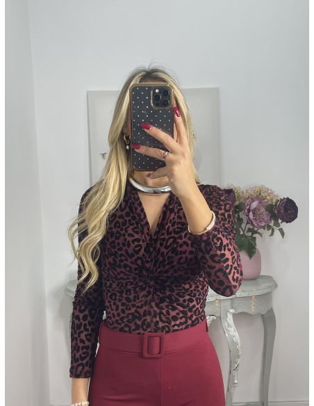 Body burdeos con print de terciopelo