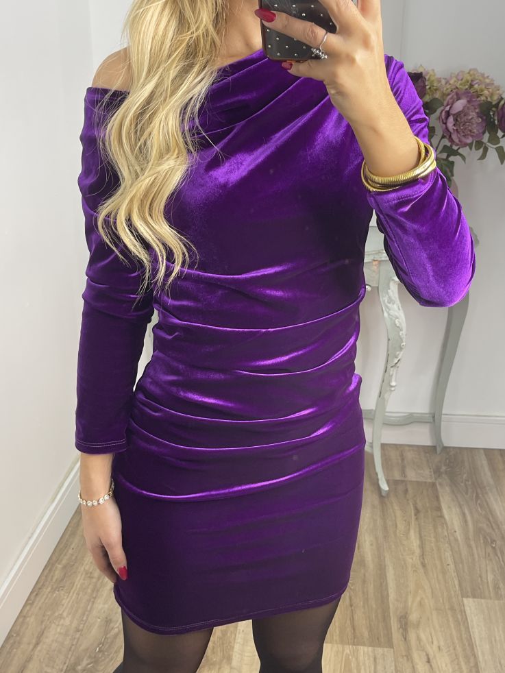 Vestido corto terciopelo morado