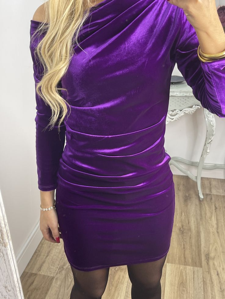 Vestido corto terciopelo morado