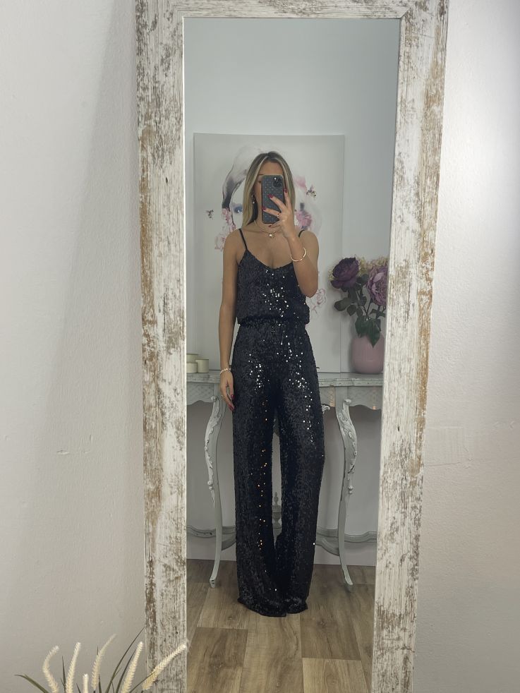 Pantalón Palazzo negro de lentejuelas