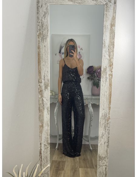 Pantalón Palazzo negro de lentejuelas