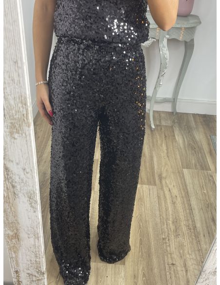 Pantalón Palazzo negro de lentejuelas
