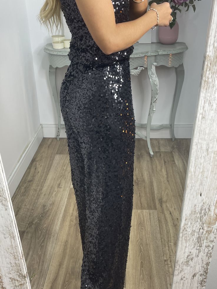 Pantalón Palazzo negro de lentejuelas