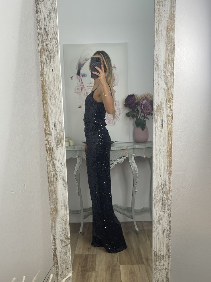 Pantalón Palazzo negro de lentejuelas