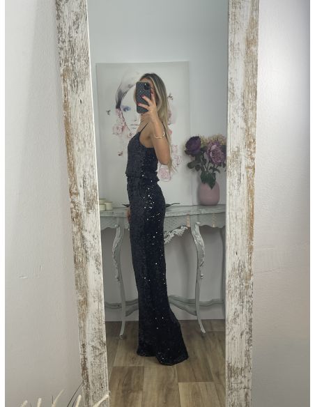 Pantalón Palazzo negro de lentejuelas