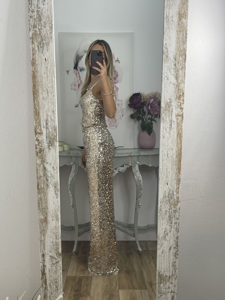 Pantalón Palazzo dorado de lentejuelas