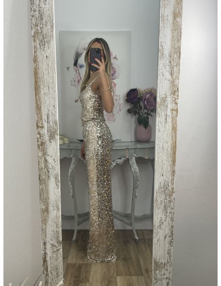 Pantalón Palazzo dorado de lentejuelas