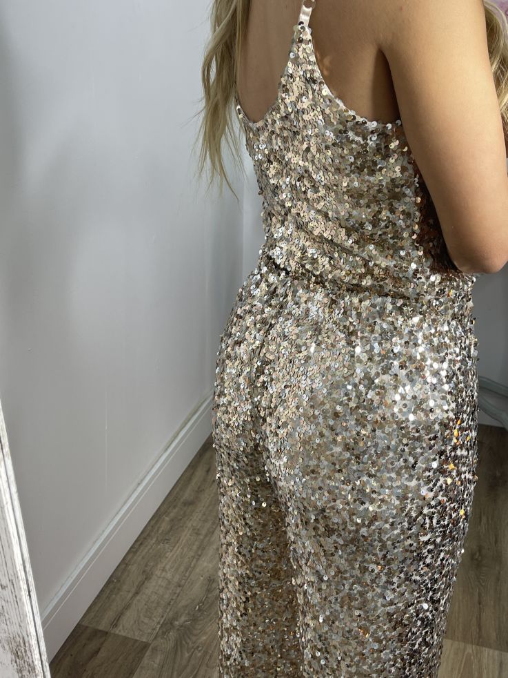 Pantalón Palazzo dorado de lentejuelas