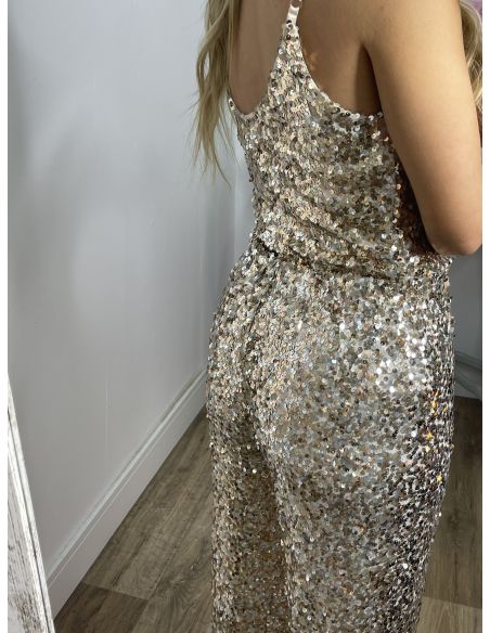 Pantalón Palazzo dorado de lentejuelas