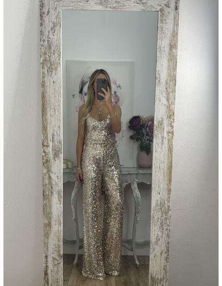 Pantalón Palazzo dorado de lentejuelas