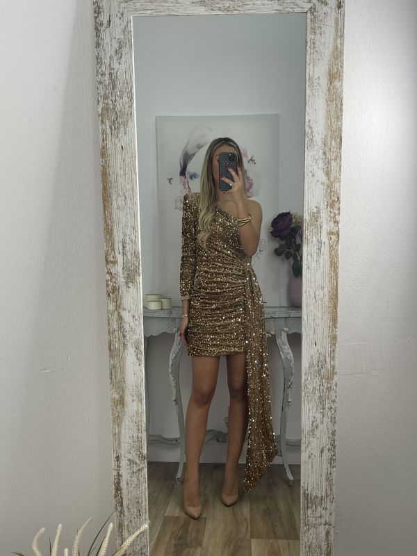 Vestido asimétrico lentejuelas