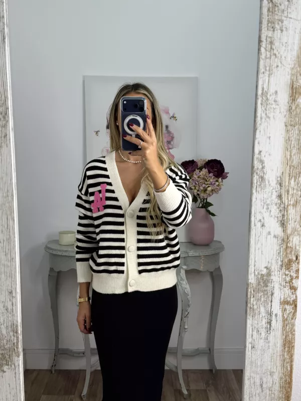 Cardigan Los Angeles rayas negra