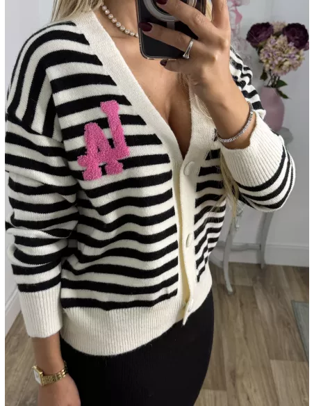 Cardigan Los Angeles rayas negra
