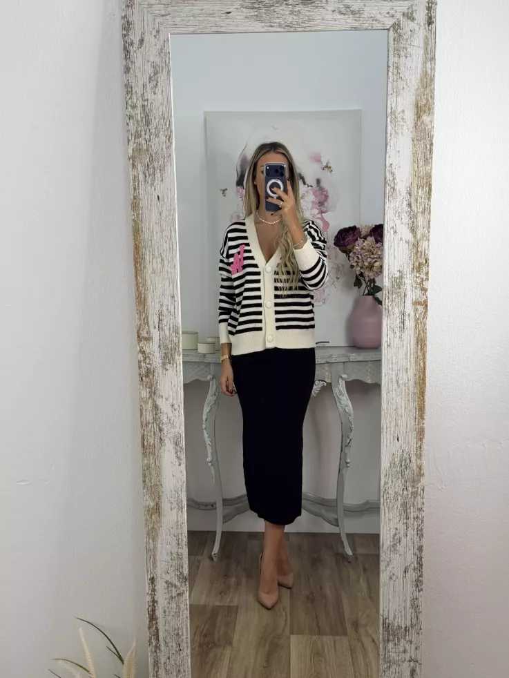 Cardigan Los Angeles rayas negra