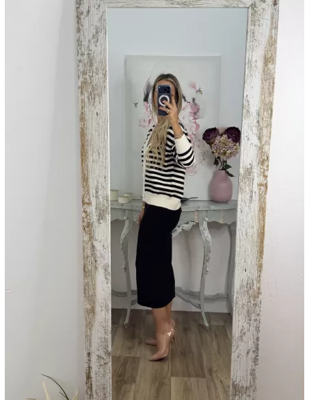 Cardigan Los Angeles rayas negra