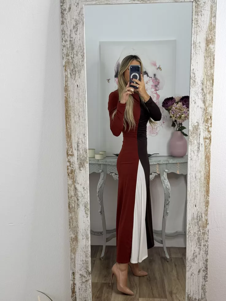 Vestido Hernandez teja y marrón