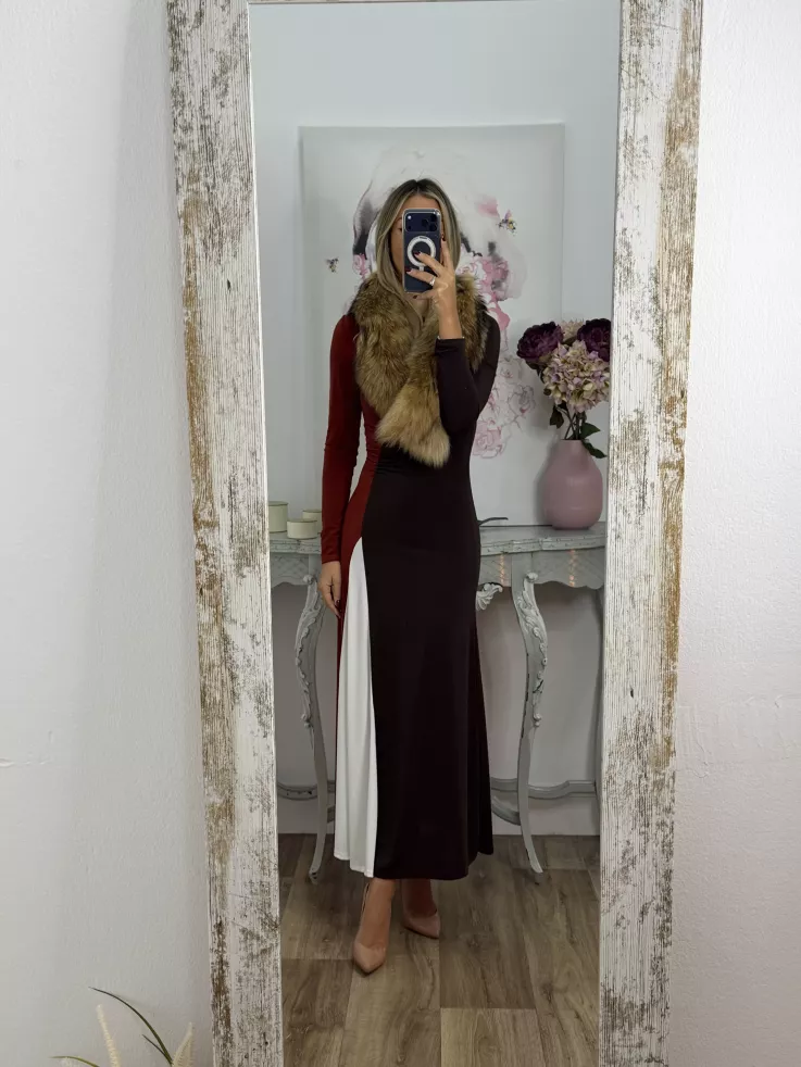 Vestido Hernandez teja y marrón