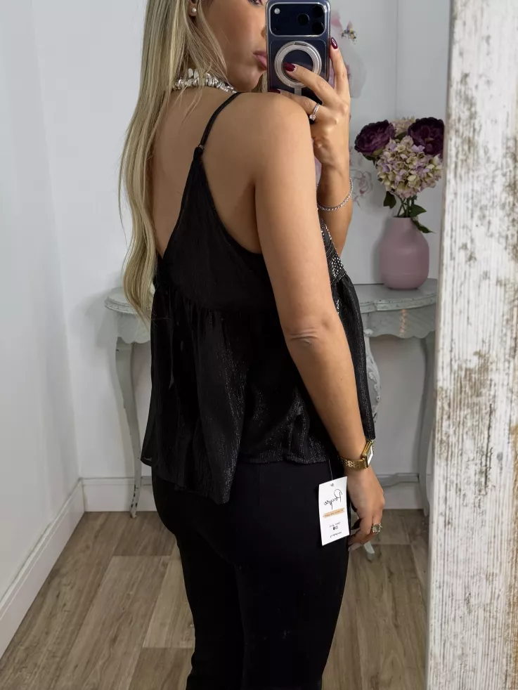 Top lentejuelas y brillos negro