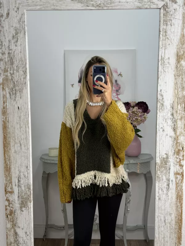 Jersey Alpaca verde y mostaza