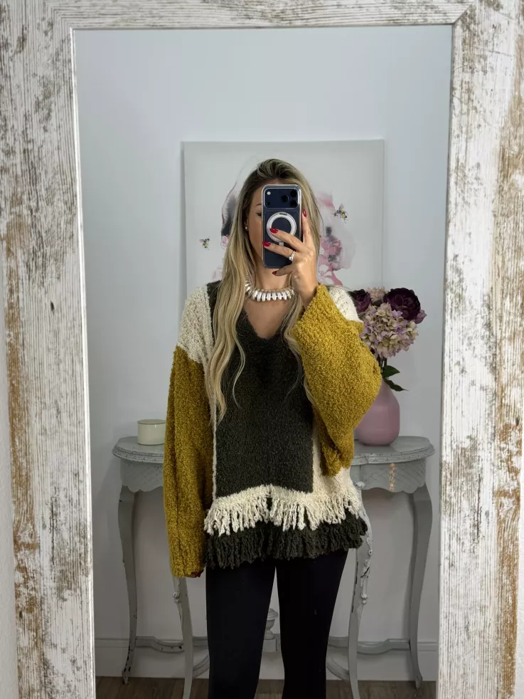 Jersey Alpaca verde y mostaza