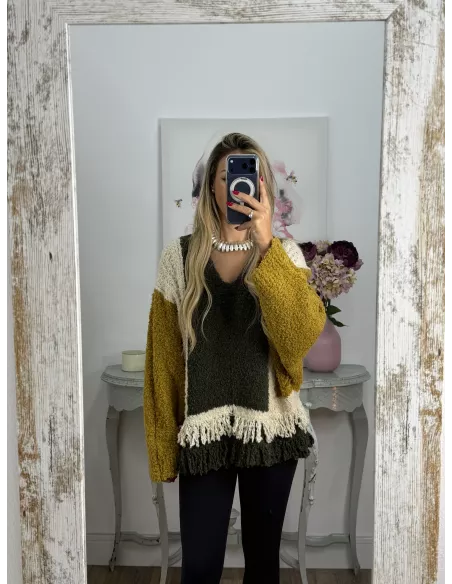 Jersey Alpaca verde y mostaza