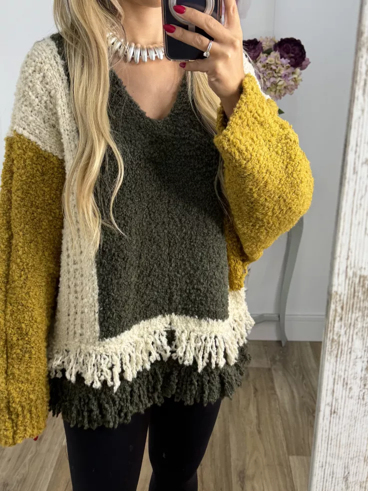 Jersey Alpaca verde y mostaza