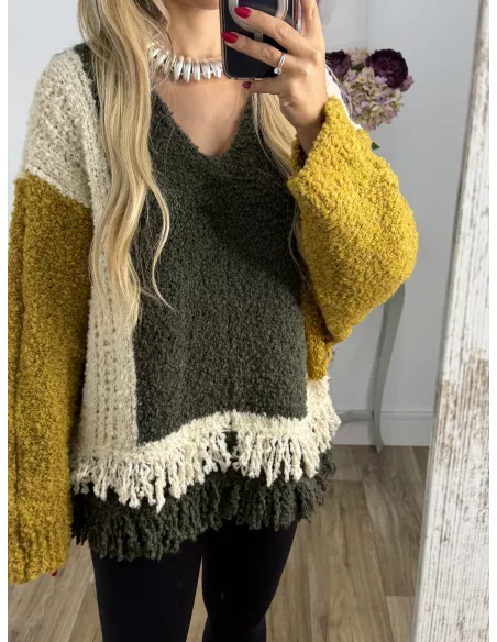 Jersey Alpaca verde y mostaza