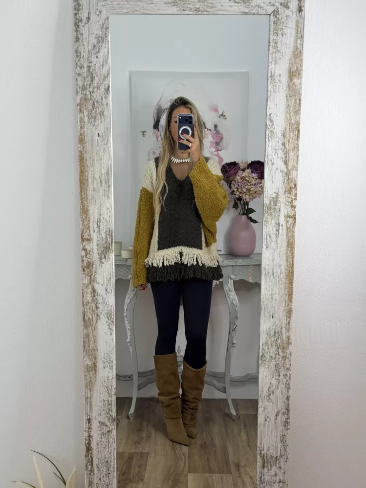 Jersey Alpaca verde y mostaza