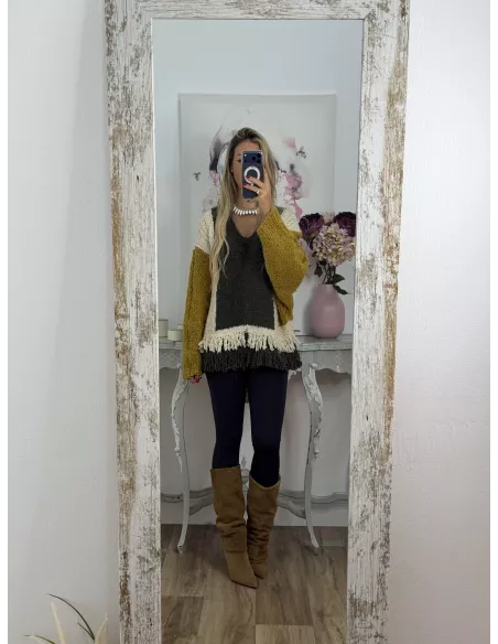 Jersey Alpaca verde y mostaza