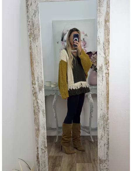 Jersey Alpaca verde y mostaza