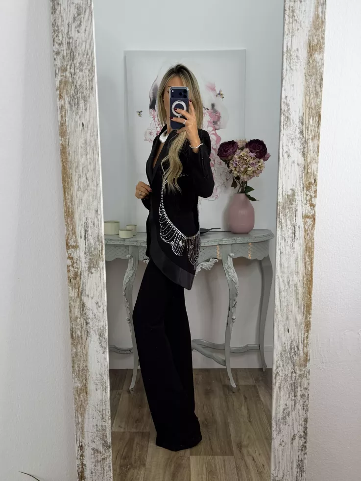 Traje de chaqueta negro con brillos