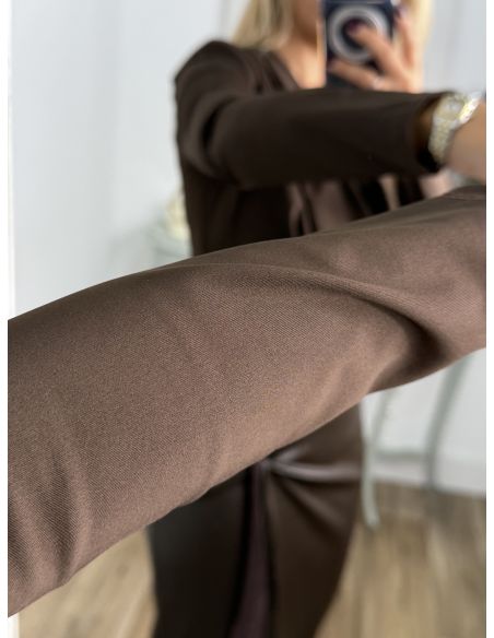 Body escote cascada chocolate