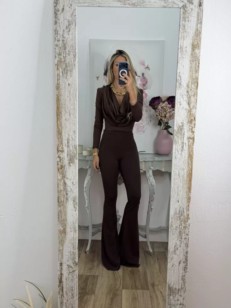 Body escote cascada chocolate