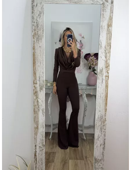 Body escote cascada chocolate