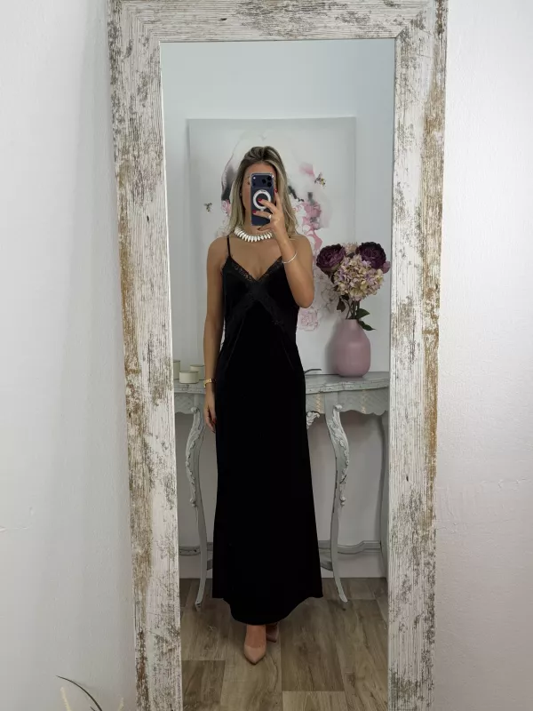 Vestido lencero terciopelo negro
