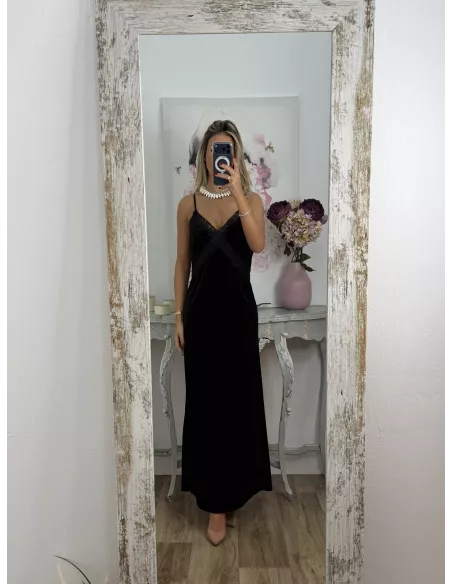 Vestido lencero terciopelo negro