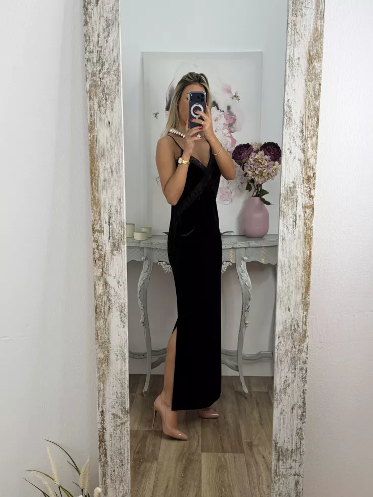 Vestido lencero terciopelo negro
