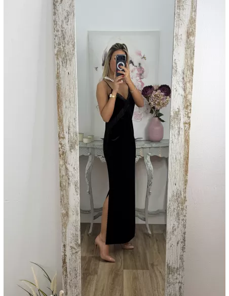 Vestido lencero terciopelo negro