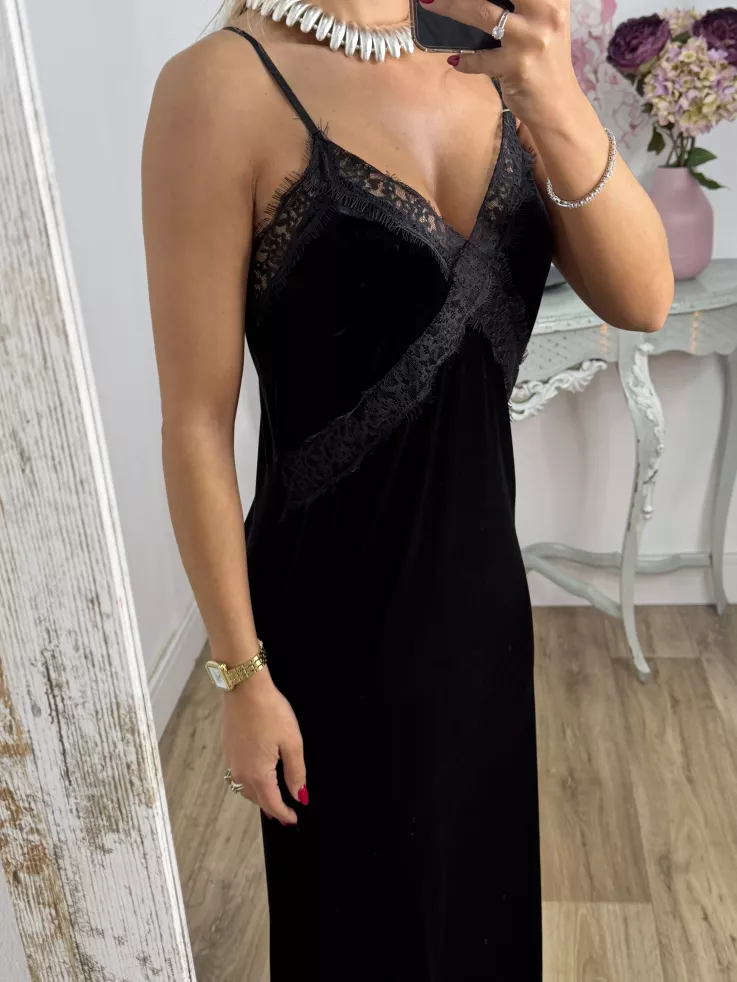 Vestido lencero terciopelo negro