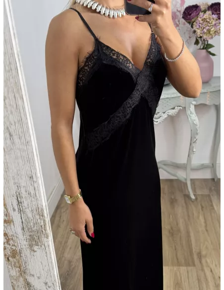 Vestido lencero terciopelo negro
