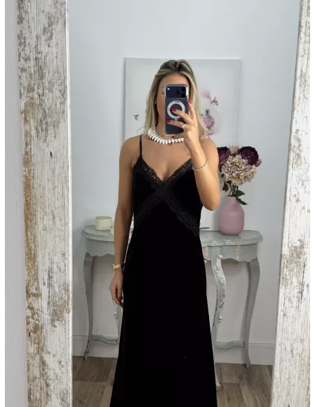 Vestido lencero terciopelo negro