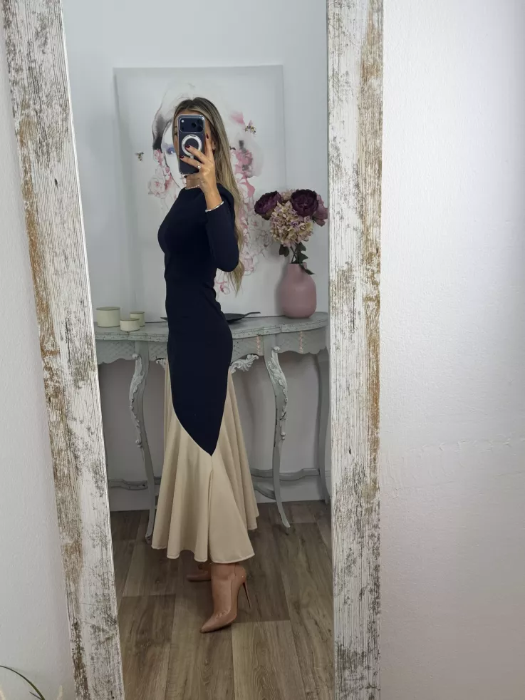 Vestido Jerez azul y biege