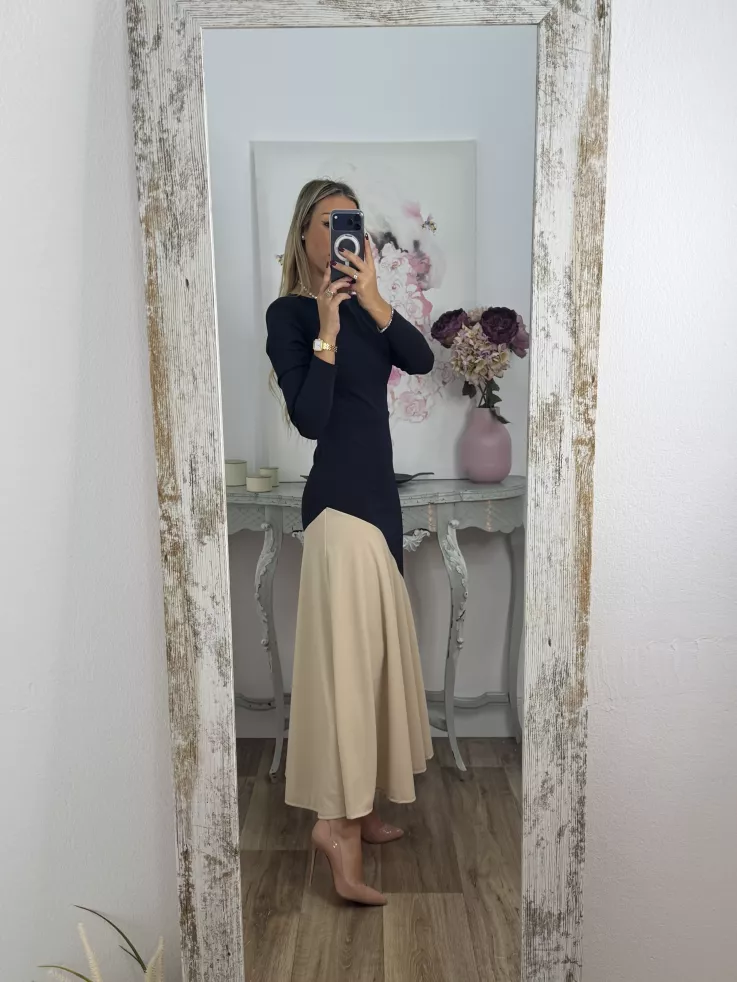 Vestido Jerez azul y biege