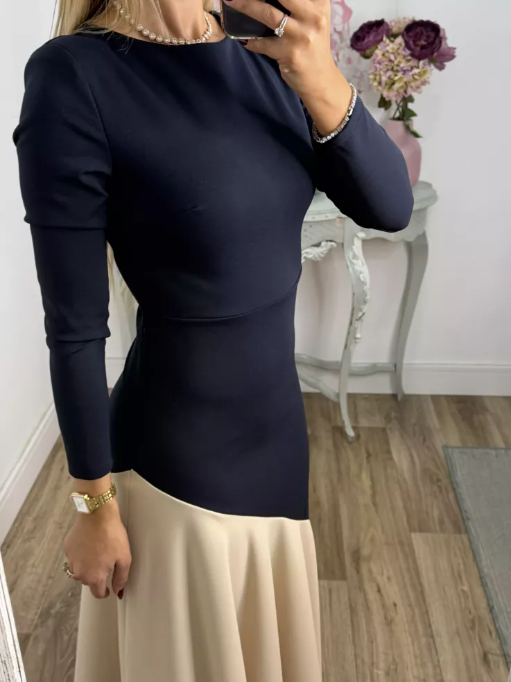 Vestido Jerez azul y biege