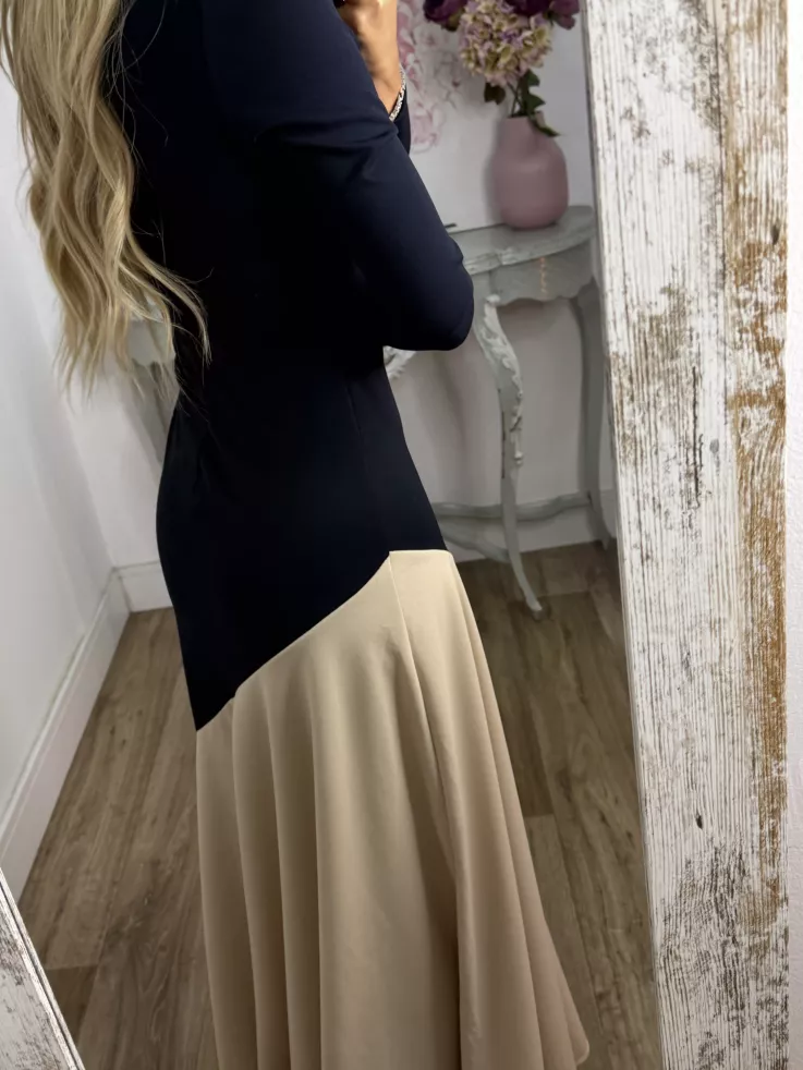 Vestido Jerez azul y biege