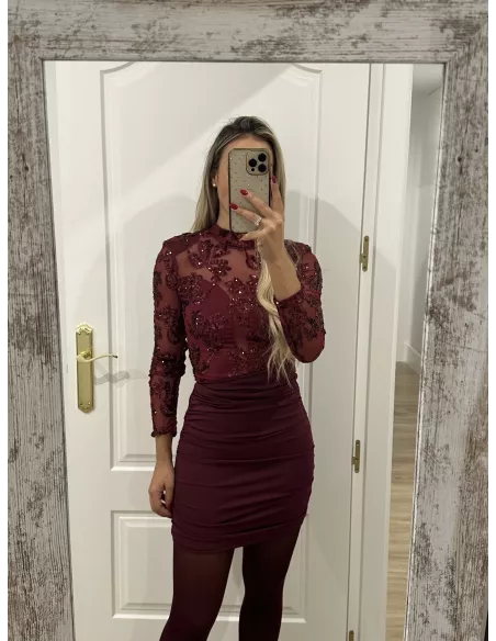 Vestido Celín burdeos