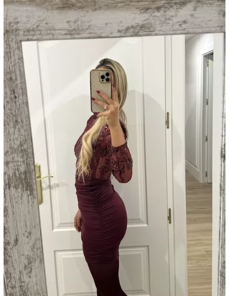 Vestido Celín burdeos
