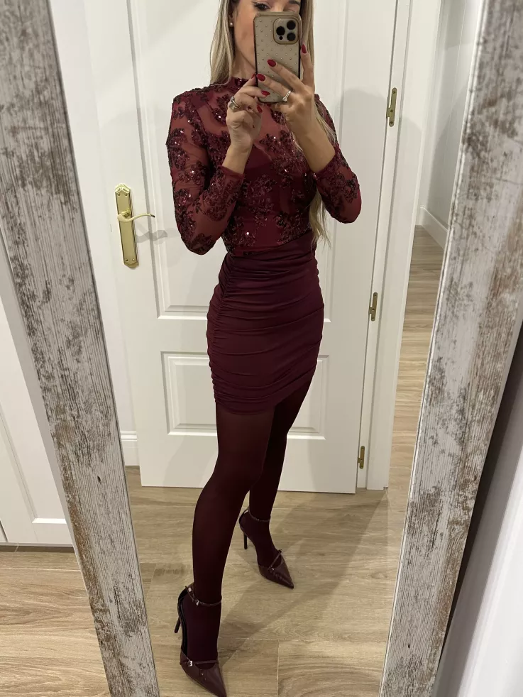 Vestido Celín burdeos